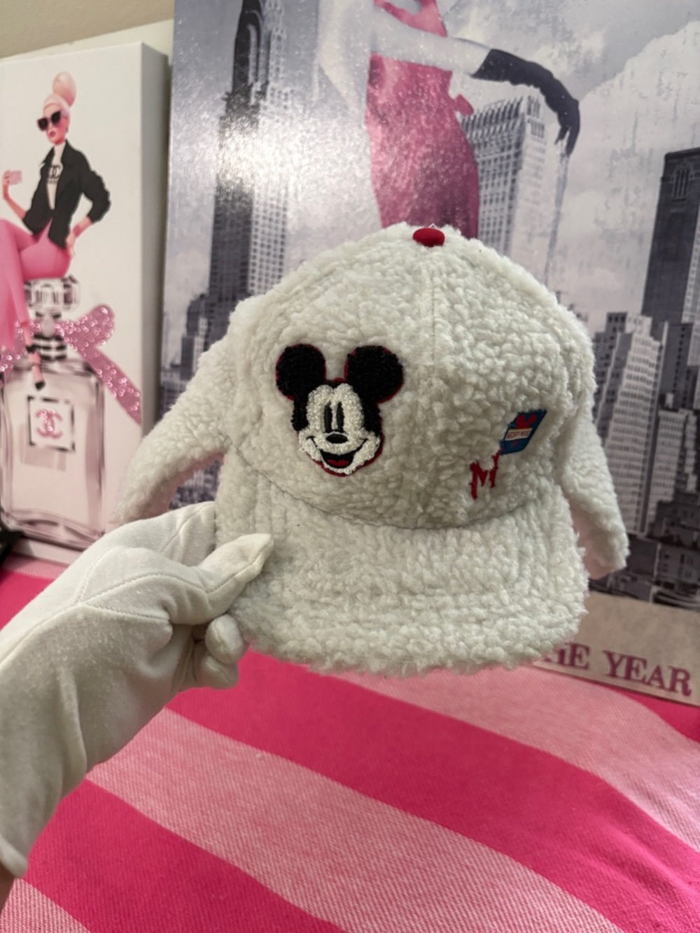 Disney Red Plaid Sherpa Trapper Hat
